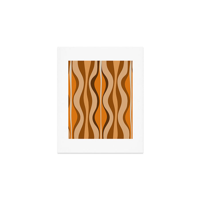 Hourglass Abstract Mid-century Modern Pattern in 70s Brown Orange Beige Art Print Gallery Image 1