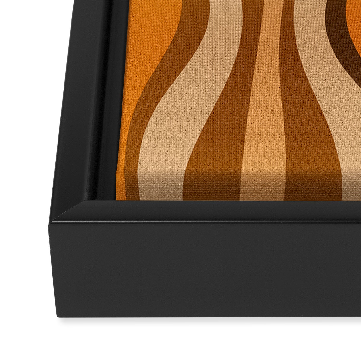 Hourglass Abstract Mid-century Modern Pattern in 70s Brown Orange Beige Framed Canvas Print Gallery Image 3