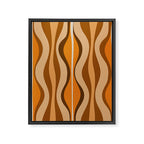 Hourglass Abstract Mid-century Modern Pattern in 70s Brown Orange Beige Framed Canvas Print Gallery Image 6