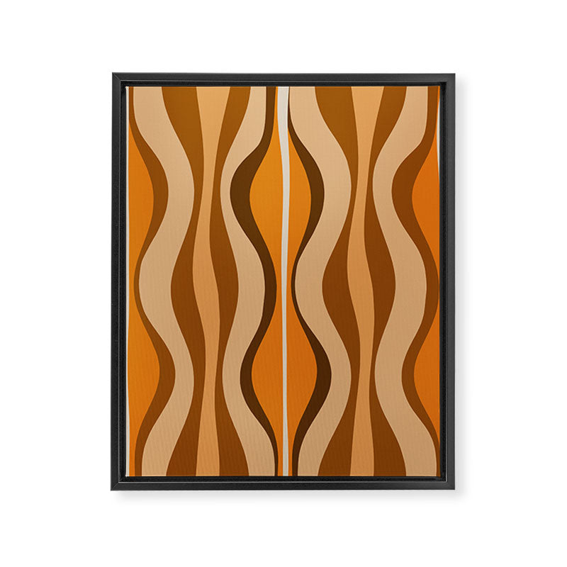 Hourglass Abstract Mid-century Modern Pattern in 70s Brown Orange Beige Framed Canvas Print Gallery Image 6