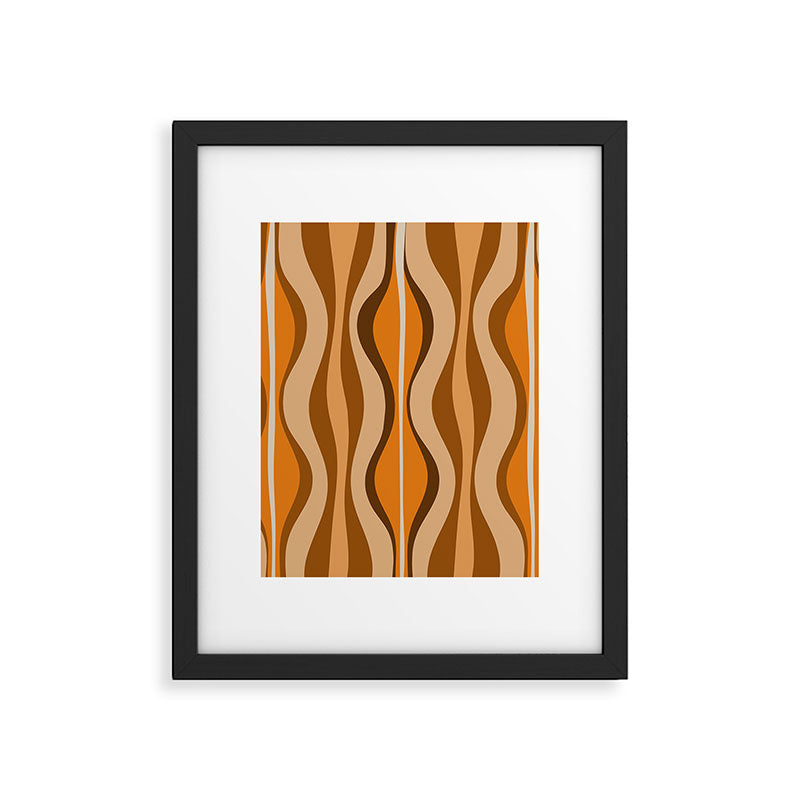 Hourglass Abstract Mid-century Modern Pattern in 70s Brown Orange Beige Framed Art Print Gallery Image 5