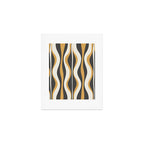 Hourglass Abstract Mid-century Modern Pattern in Charcoal Grey, Muted Mustard Gold, and Cream  Art Print Gallery Image 1