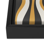 Hourglass Abstract Mid-century Modern Pattern in Charcoal Grey, Muted Mustard Gold, and Cream  Framed Canvas Print Gallery Image 3