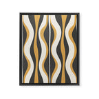 Hourglass Abstract Mid-century Modern Pattern in Charcoal Grey, Muted Mustard Gold, and Cream  Framed Canvas Print Gallery Image 6