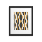 Hourglass Abstract Mid-century Modern Pattern in Charcoal Grey, Muted Mustard Gold, and Cream  Framed Art Print Gallery Image 4