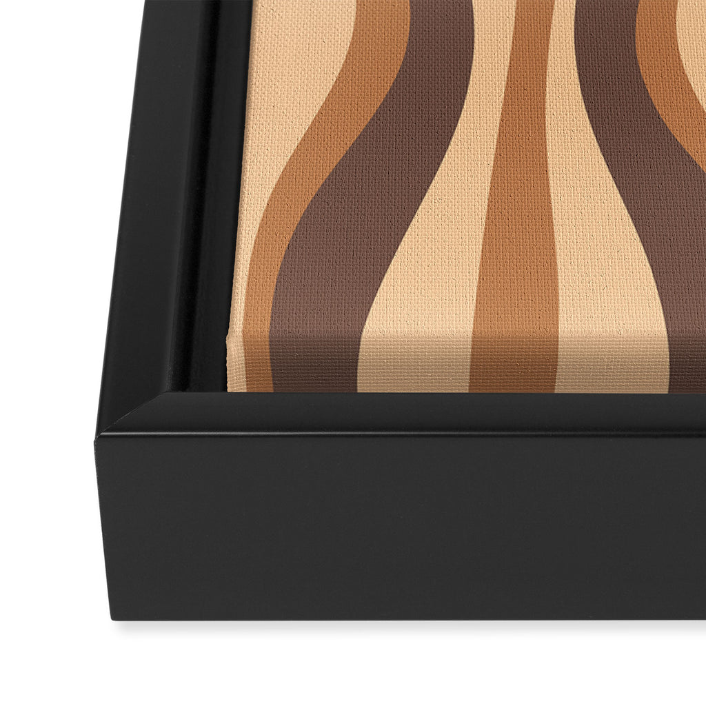 Hourglass Abstract Midcentury Modern Retro Mod Pattern in Coffee Brown Framed Canvas Print Gallery Image 3