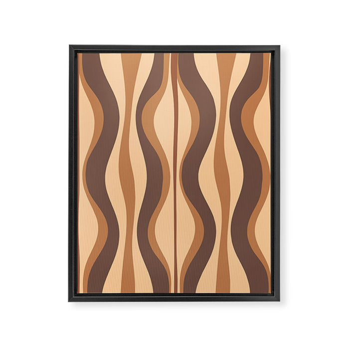 Hourglass Abstract Midcentury Modern Retro Mod Pattern in Coffee Brown Framed Canvas Print Gallery Image 1