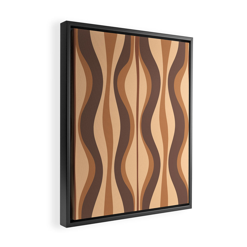 Hourglass Abstract Midcentury Modern Retro Mod Pattern in Coffee Brown Framed Canvas Print Gallery Image 2