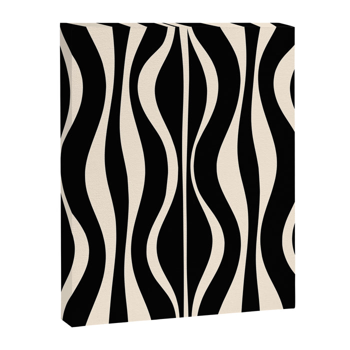 Hourglass Abstract Retro Midcentury Modern Pattern in Black and Almond Cream Canvas Print Gallery Image 1