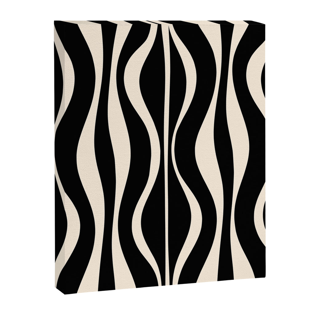 Hourglass Abstract Retro Midcentury Modern Pattern in Black and Almond Cream Canvas Print Gallery Image 6