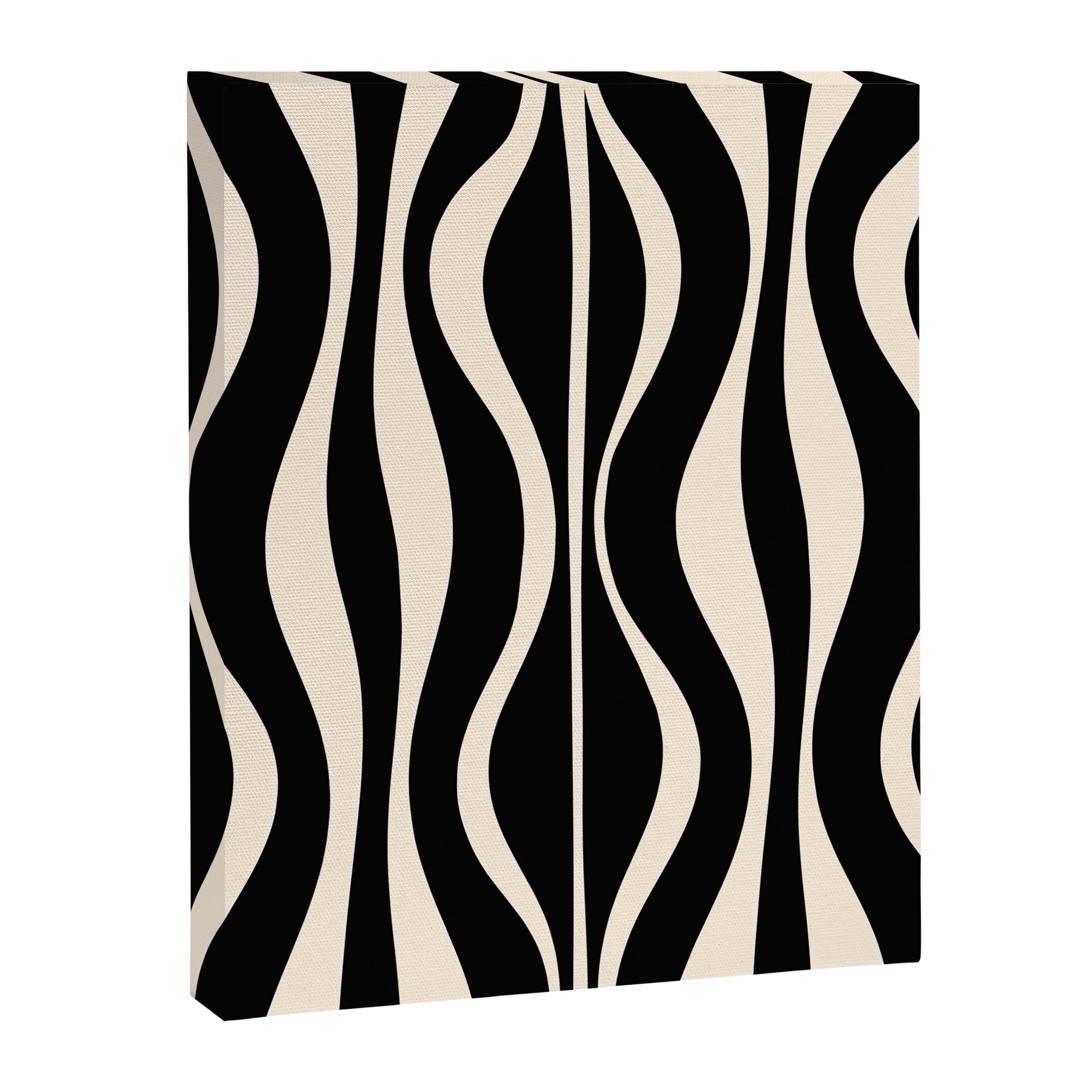 Hourglass Abstract Retro Midcentury Modern Pattern in Black and Almond Cream Canvas Print Gallery Image 6