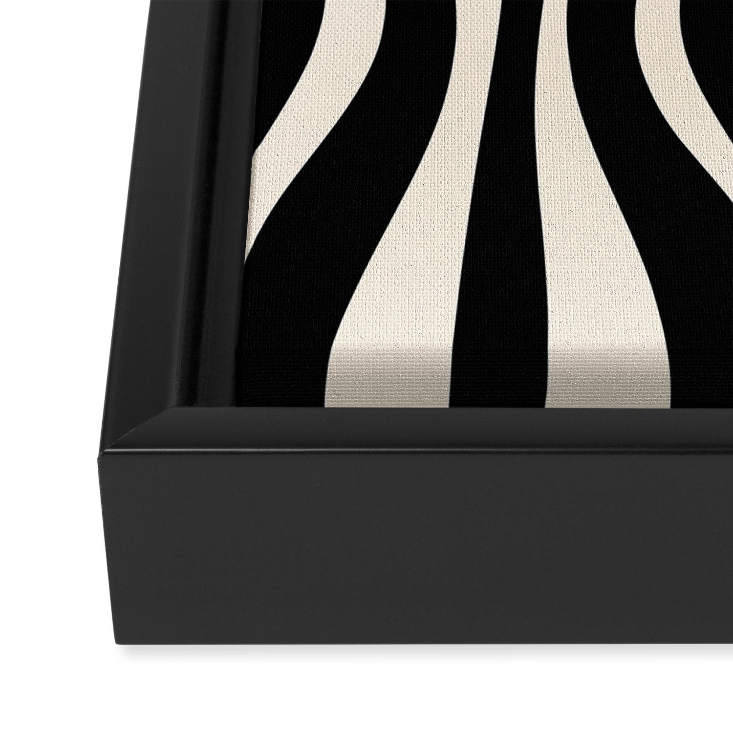 Hourglass Abstract Retro Midcentury Modern Pattern in Black and Almond Cream Framed Canvas Print Gallery Image 3