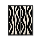 Hourglass Abstract Retro Midcentury Modern Pattern in Black and Almond Cream Framed Canvas Print Gallery Image 6