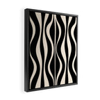 Hourglass Abstract Retro Midcentury Modern Pattern in Black and Almond Cream Framed Canvas Print Gallery Image 2