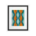 Hourglass Mid Century Modern Abstract Pattern in Turquoise, Aqua, Orange, and Rust Framed Art Print Gallery Image 5