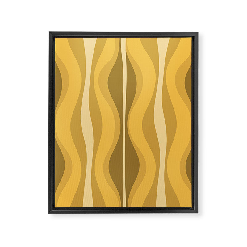 Hourglass Mid-Century Modern Abstract Pattern Honey Mustard Yellow Framed Canvas Print Gallery Image 6