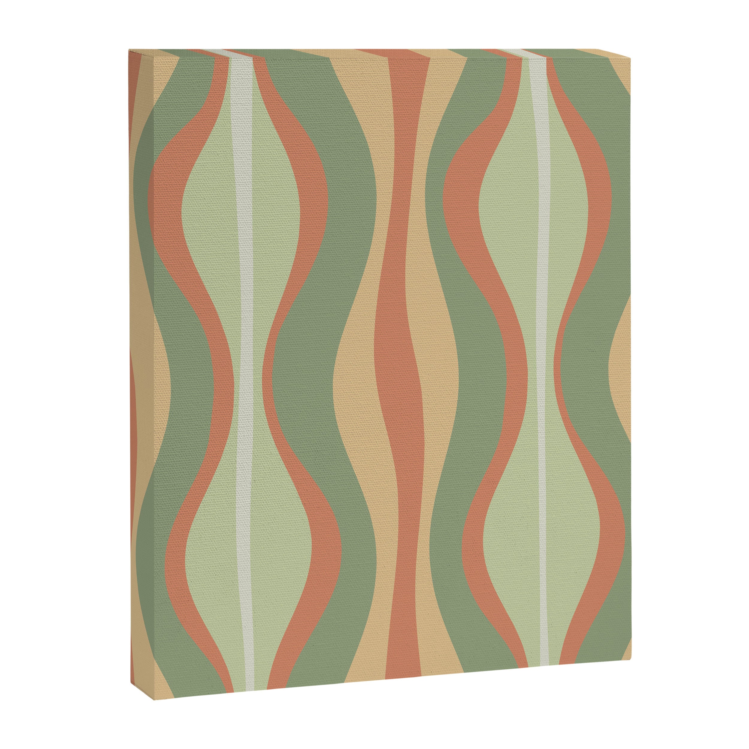Hourglass Midcentury Modern Abstract Pattern in Sage Green and Apricot Canvas Print Gallery Image 6