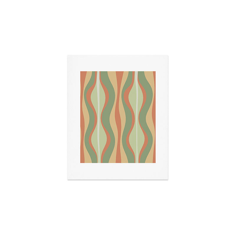 Hourglass Midcentury Modern Abstract Pattern in Sage Green and Apricot Art Print Gallery Image 1