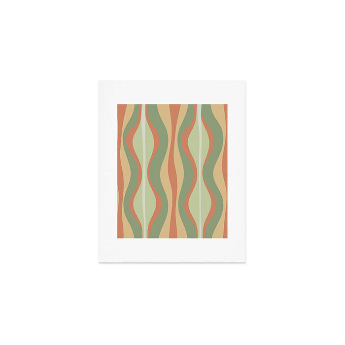 Hourglass Midcentury Modern Abstract Pattern in Sage Green and Apricot Art Print Gallery Image 1