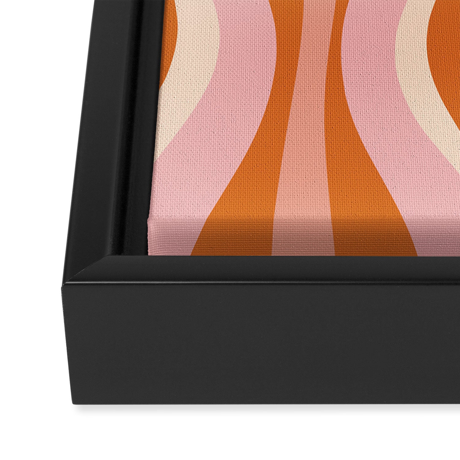 Hourglass Mid-Century Modern Abstract Pattern Pink Orange Cream Framed Canvas Print Gallery Image 3