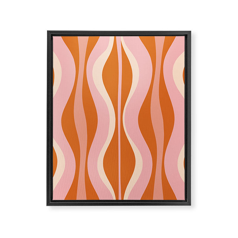 Hourglass Mid-Century Modern Abstract Pattern Pink Orange Cream Framed Canvas Print Gallery Image 6