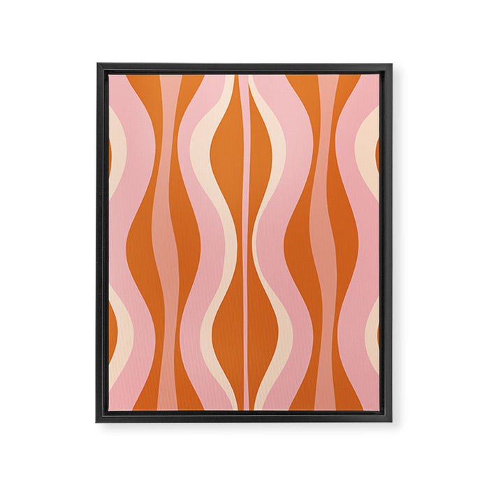 Hourglass Mid-Century Modern Abstract Pattern Pink Orange Cream Framed Canvas Print Gallery Image 1