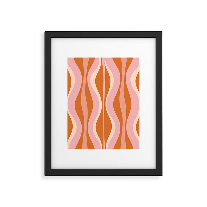 Hourglass Mid-Century Modern Abstract Pattern Pink Orange Cream Framed Art Print Gallery Image 1