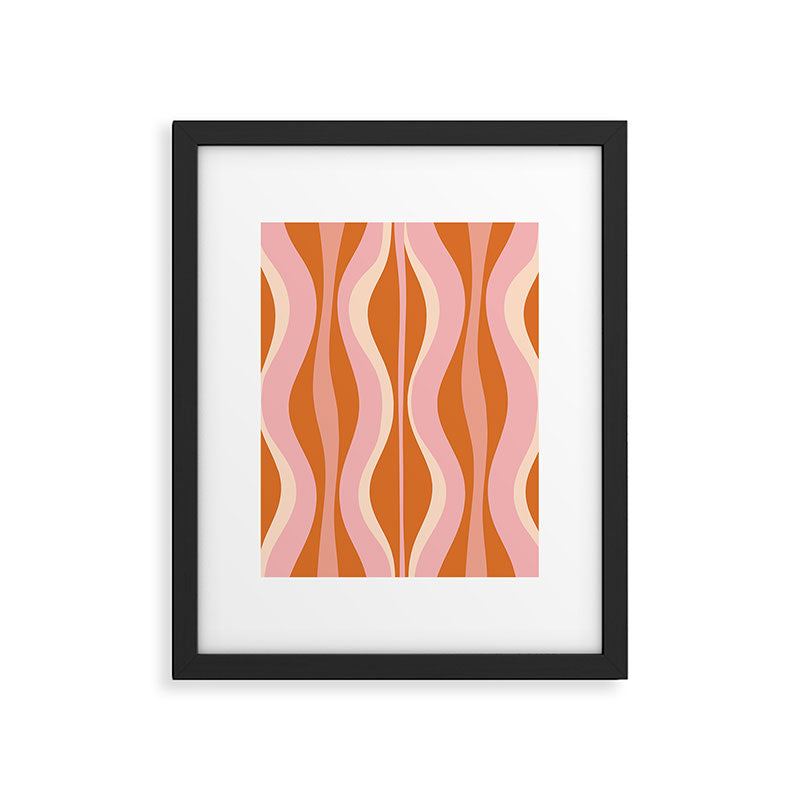 Hourglass Mid-Century Modern Abstract Pattern Pink Orange Cream Framed Art Print Gallery Image 5