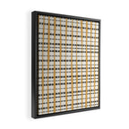 Hygge Plaid Painted Stripe Pattern Ochre Charcoal Cream Framed Canvas Print Gallery Image 2
