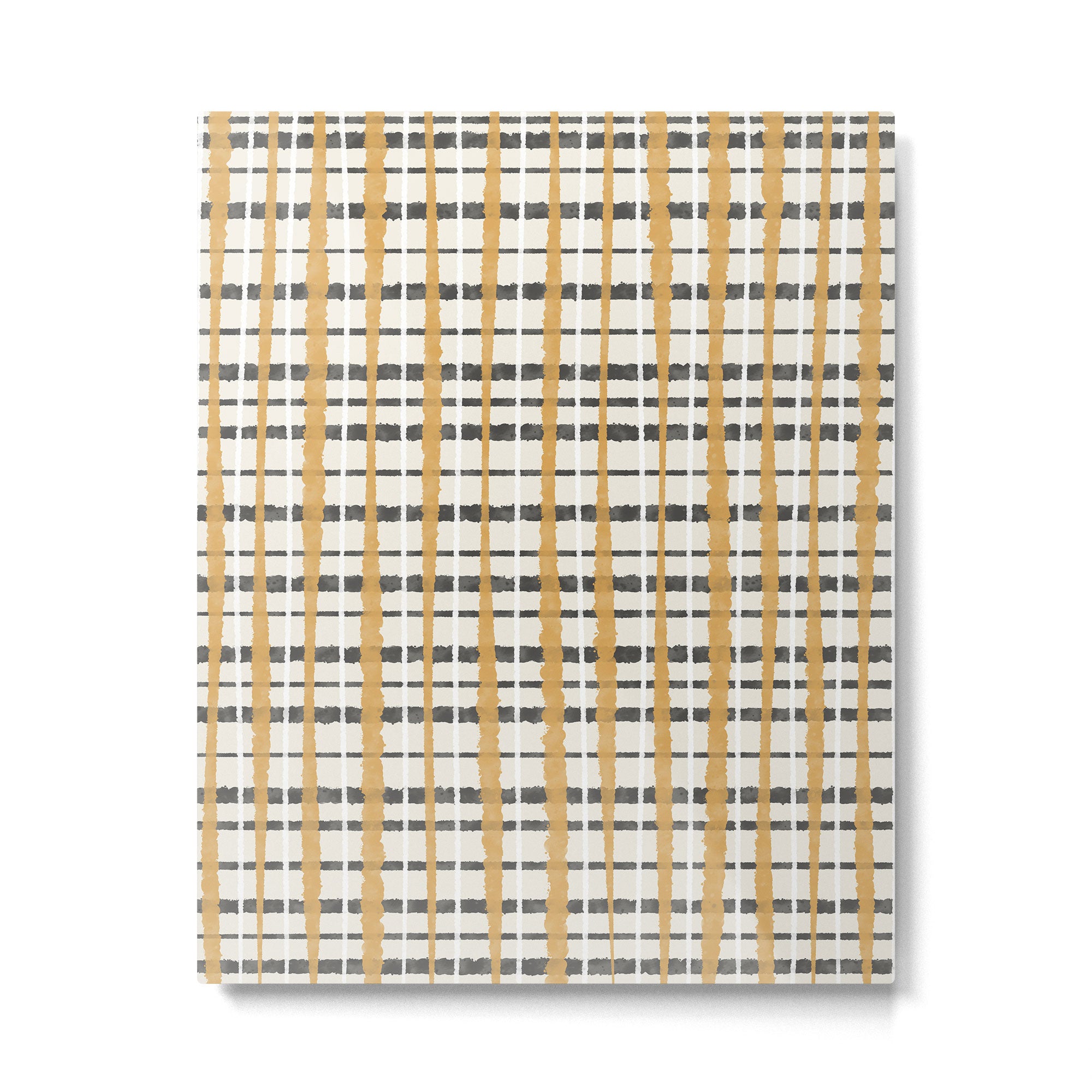 Hygge Plaid Painted Stripe Pattern Ochre Charcoal Cream Metal Print Gallery Image 6
