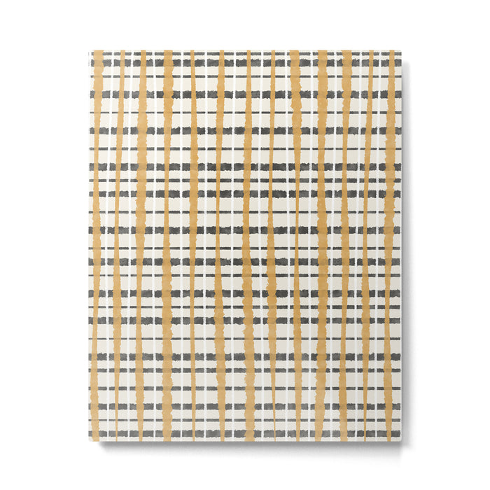 Hygge Plaid Painted Stripe Pattern Ochre Charcoal Cream Metal Print Gallery Image 1