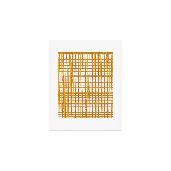 Hygge Retro Stripe Painted Plaid Pattern Orange Mustard Cream Art Print Gallery Image 1
