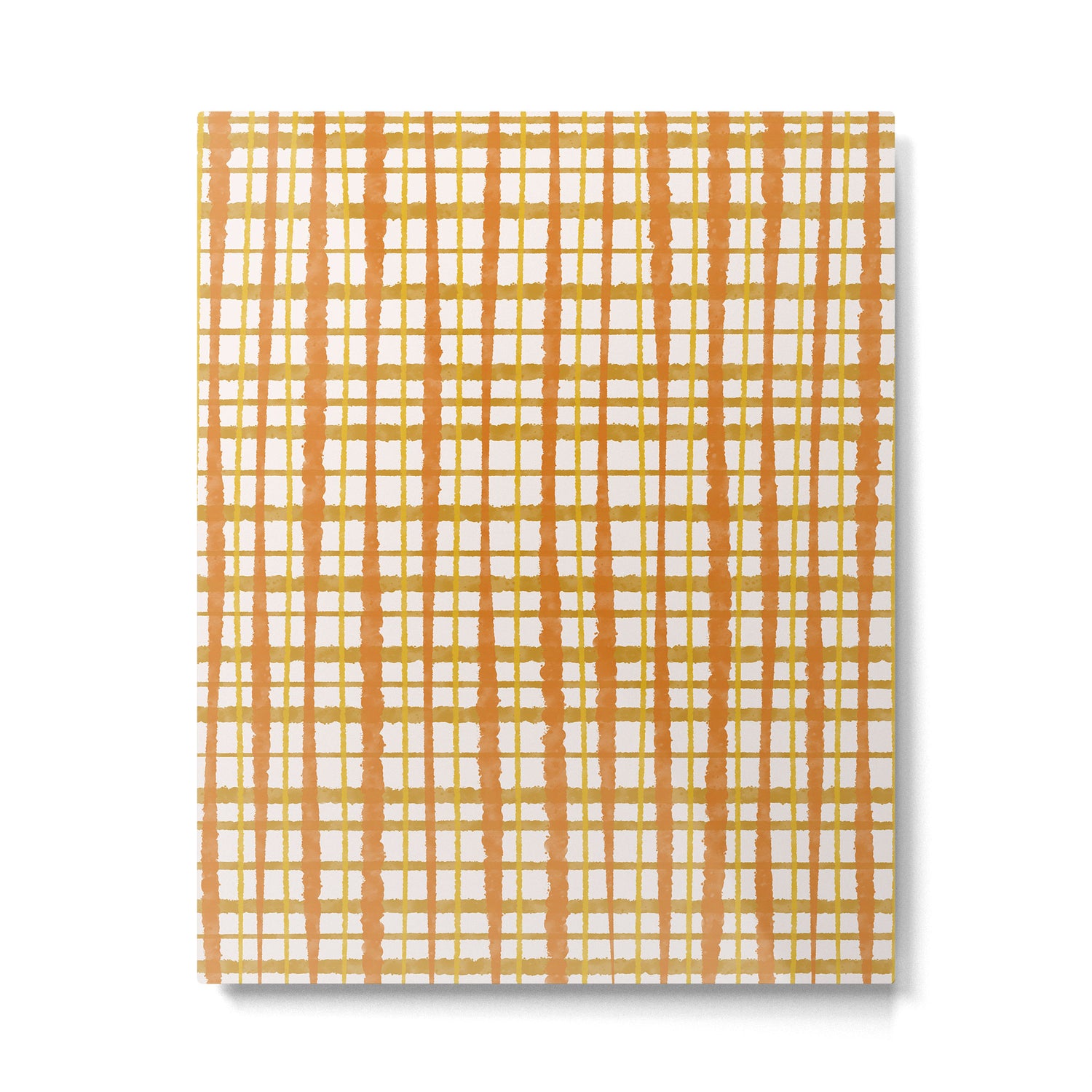Hygge Retro Stripe Painted Plaid Pattern Orange Mustard Cream Metal Print Gallery Image 6