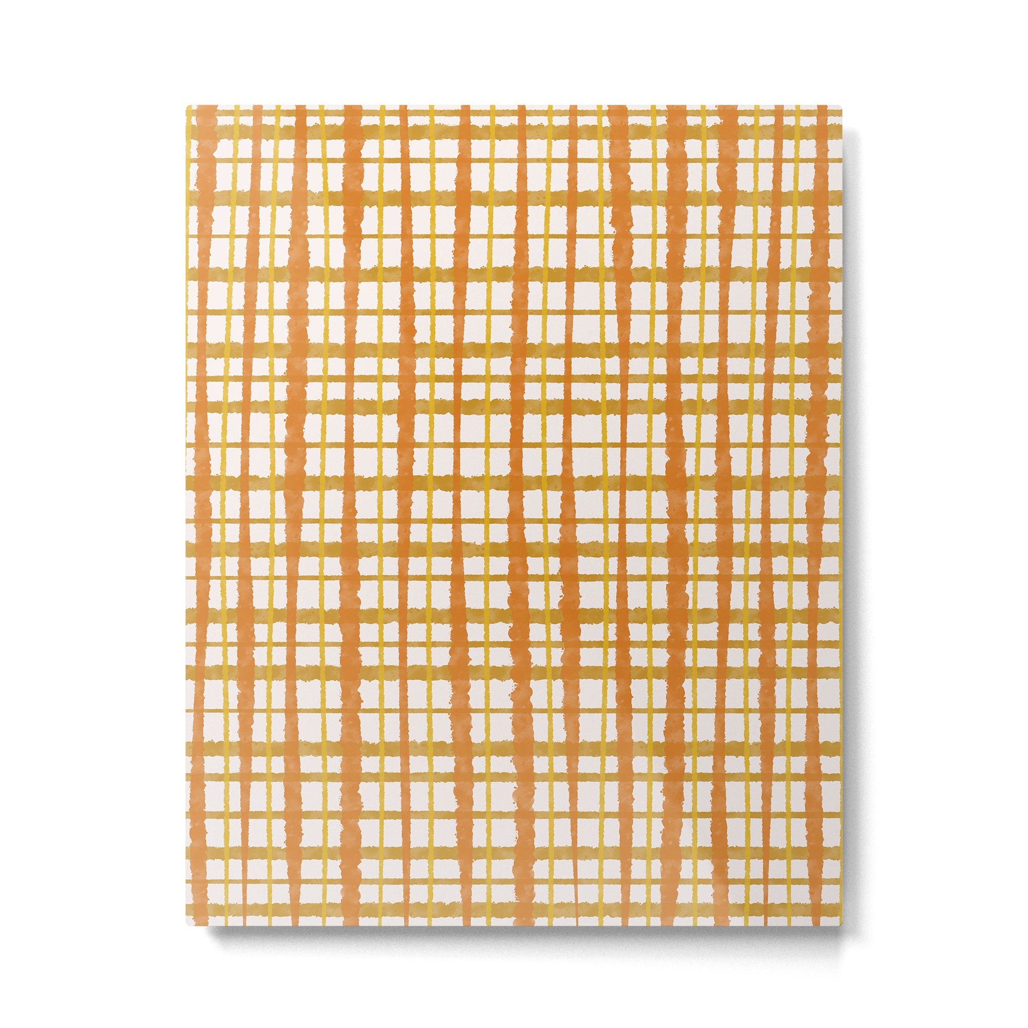 Hygge Retro Stripe Painted Plaid Pattern Orange Mustard Cream Metal Print Gallery Image 6