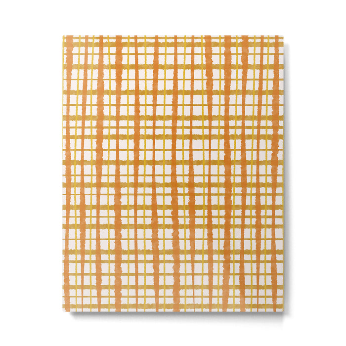 Hygge Retro Stripe Painted Plaid Pattern Orange Mustard Cream Metal Print Gallery Image 1