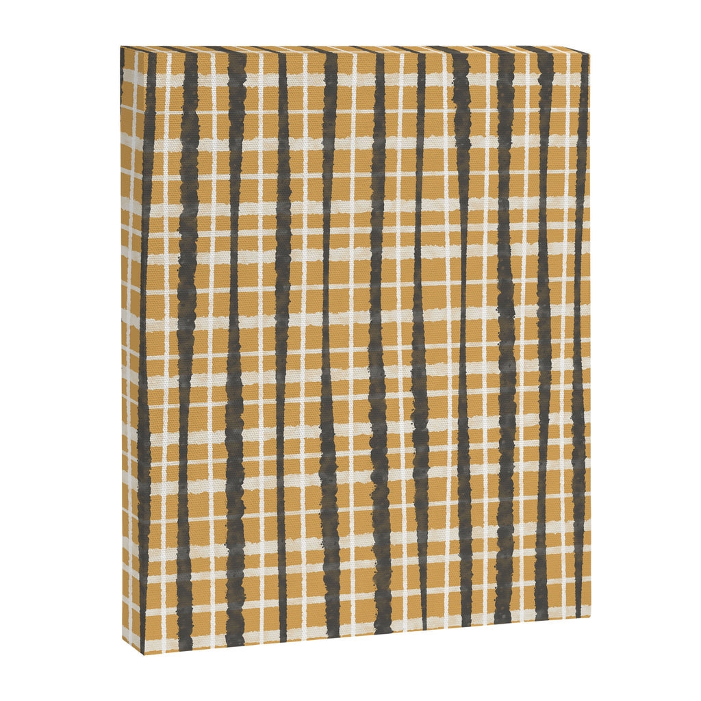 Hygge Striped Plaid Charcoal Mustard Gold Pattern  Canvas Print Gallery Image 8