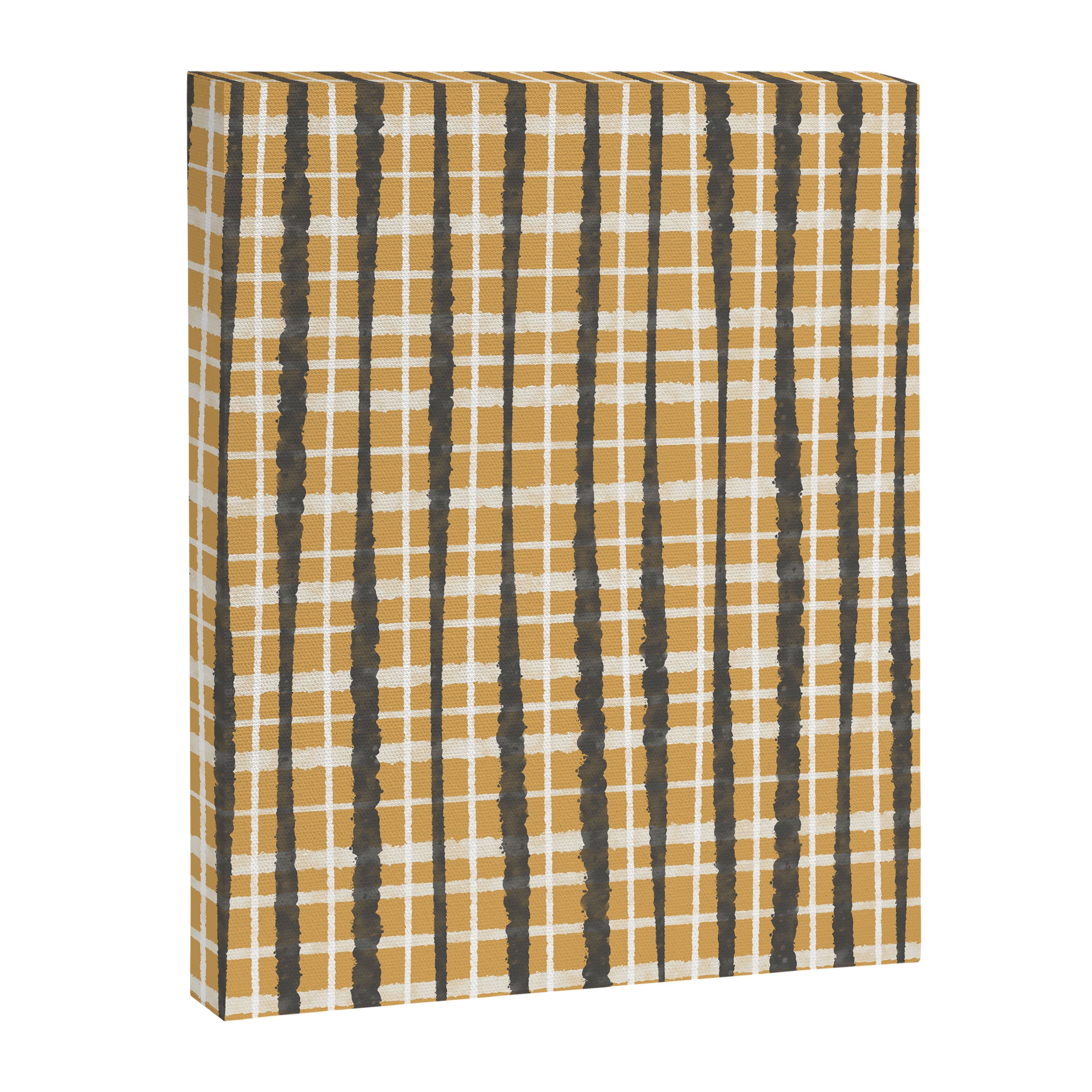 Hygge Striped Plaid Charcoal Mustard Gold Pattern  Canvas Print Gallery Image 8