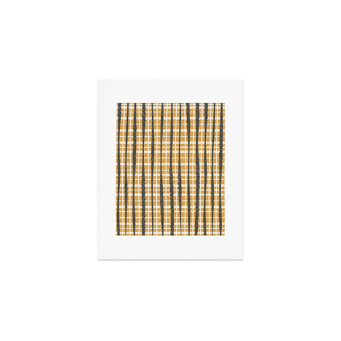 Hygge Striped Plaid Charcoal Mustard Gold Pattern  Art Print Gallery Image 1