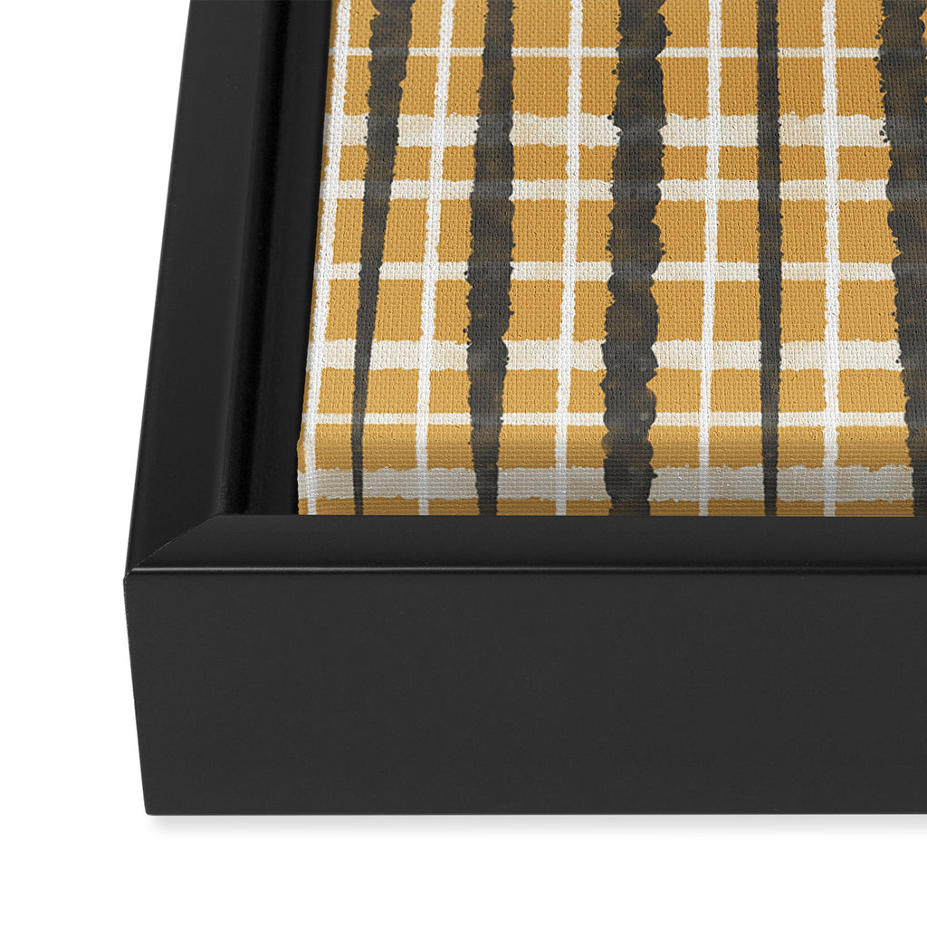 Hygge Striped Plaid Charcoal Mustard Gold Pattern  Framed Canvas Print Gallery Image 3
