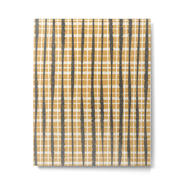 Hygge Striped Plaid Charcoal Mustard Gold Pattern  Metal Print Gallery Image 1