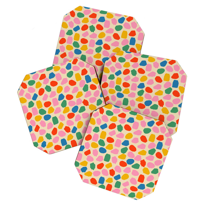 Ink Dot Colourful Mosaic Pattern in Rainbow Pop Colours Coaster Gallery Image 1
