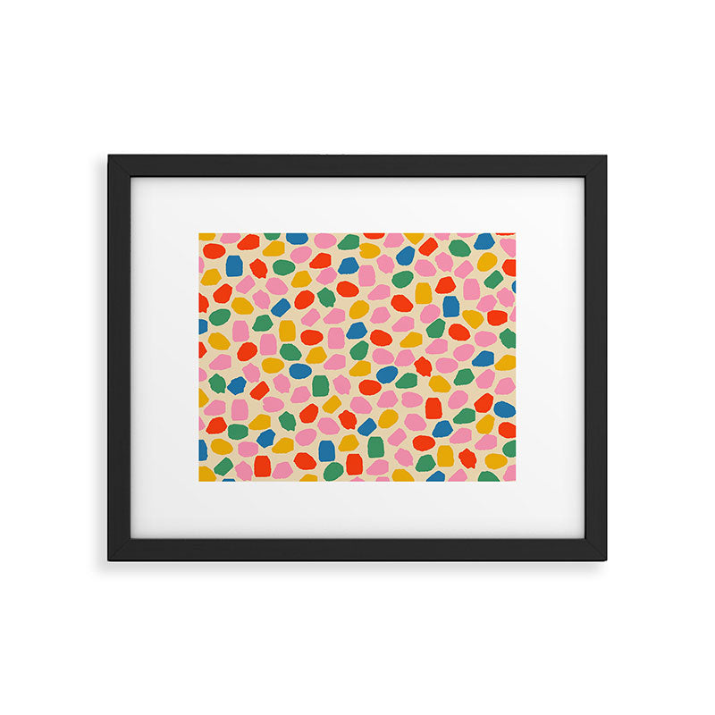 Ink Dot Colourful Mosaic Pattern in Rainbow Pop Colours Framed Art Print Gallery Image 6
