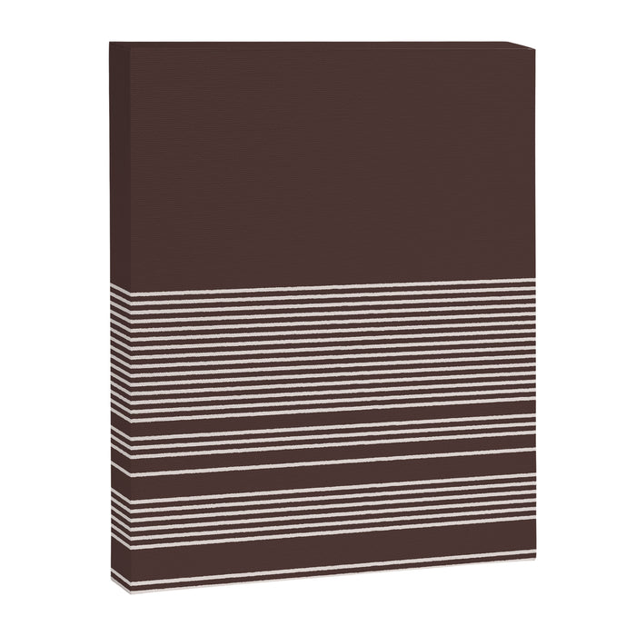 Ink Stripes Organic Minimalist Pattern Brown and Cream Canvas Print Gallery Image 1