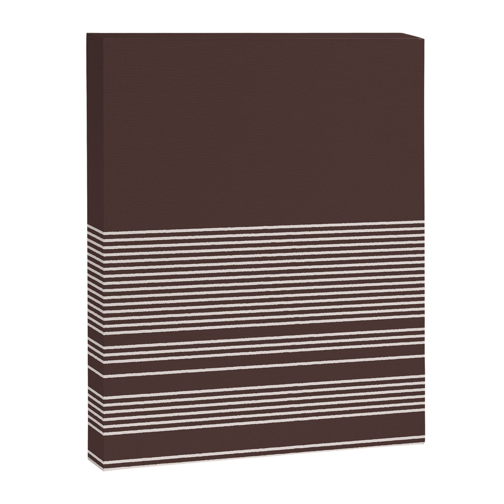 Ink Stripes Organic Minimalist Pattern Brown and Cream Canvas Print Gallery Image 8