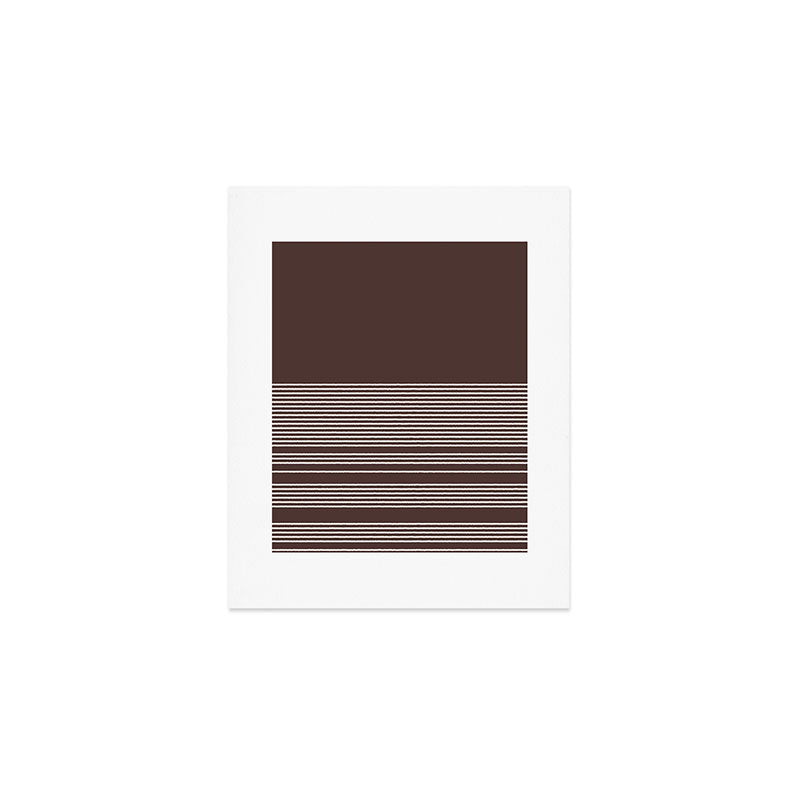 Ink Stripes Organic Minimalist Pattern Brown and Cream Art Print Gallery Image 1