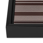 Ink Stripes Organic Minimalist Pattern Brown and Cream Framed Canvas Print Gallery Image 3