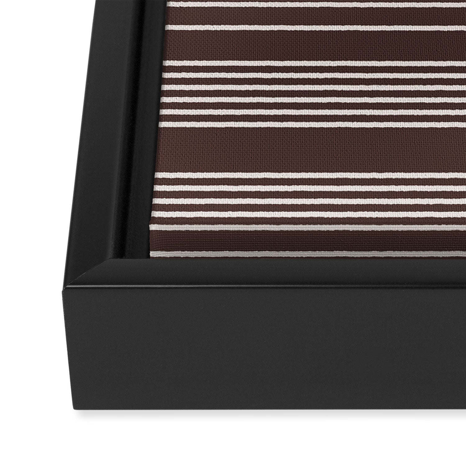 Ink Stripes Organic Minimalist Pattern Brown and Cream Framed Canvas Print Gallery Image 3