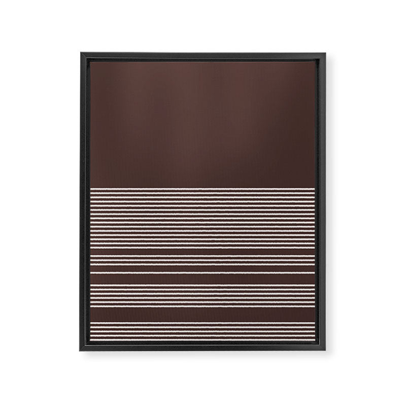 Ink Stripes Organic Minimalist Pattern Brown and Cream Framed Canvas Print Gallery Image 8
