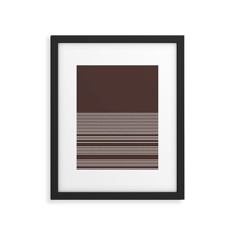 Ink Stripes Organic Minimalist Pattern Brown and Cream Framed Art Print Gallery Image 6