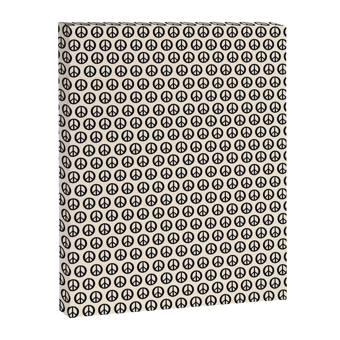 Inky Peace Dots Minimalist Pattern 3 in Black and Almond Cream Canvas Print Gallery Image 1